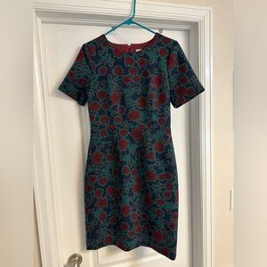 Blue and burgundy floral J Crew factory dress, size 6